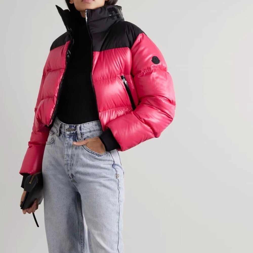 Pink Moncler Cropped Jacket (Like New) - Size 0 / XS